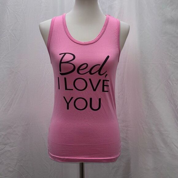 NWT Emme Jordan pink sleep tank pj top Sz L I LOVE YOU - Picture 1 of 6
